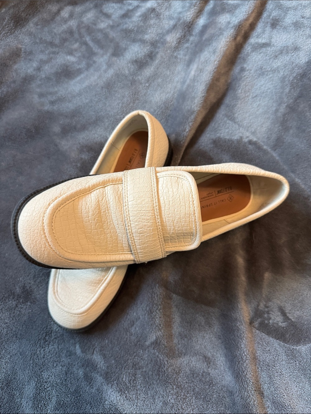 Call It Spring  Cream Croc-Texture Penny Loafers
